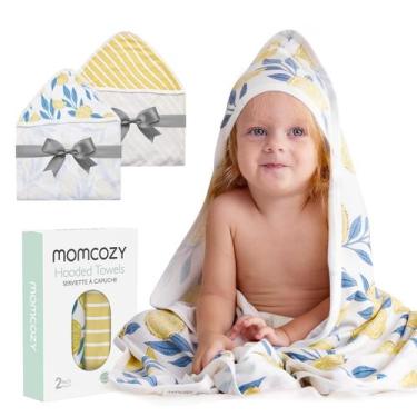 Imagem de Toalha de bebê Momcozy com capuz, pacote com 2 unidades, 35x35cm, algo