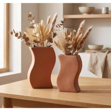 Imagem de Dupla de Vaso S Medio e Grande Decoração Luxo Cappuccino - Decore Casa