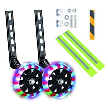 Imagem de KOECTWYM Rodas de treinamento de bicicleta para crianças com roda traseira resistente e silenciosa com estabilizadores montados (para 12 14 16 18 20 polegadas bicicleta infantil) 1 par + 1 rolo adesivos refletores (preto)