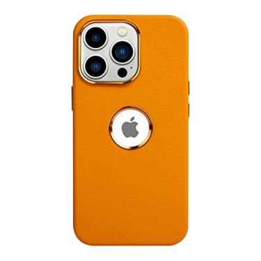 Imagem de Capa de couro com capa para iPhone 14 Pro Max/14 Plus capa 14Pro estojos magnéticos de carregamento sem fio acessórios,laranja,para iPhone14 Pro max