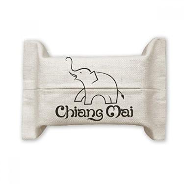 Imagem de Bolsa de linho de algodão para lenços faciais com escudo de elefante da Tailândia