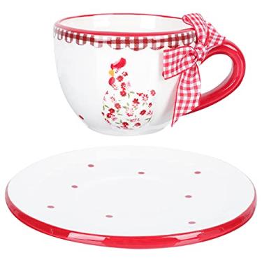 Imagem de Cabilock Ceramica Xícara de Café E Procelain Xícara de Cappuccino Com Arco Xícara de Chá Xícara de Leite Caneca Bebendo Do Aniversário Do Natal Presente Vermelho