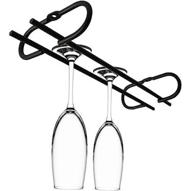 Imagem de MS Aramados Suporte para Taças Suspenso 25cm Reto Porta Taças de Teto Preto Fosco