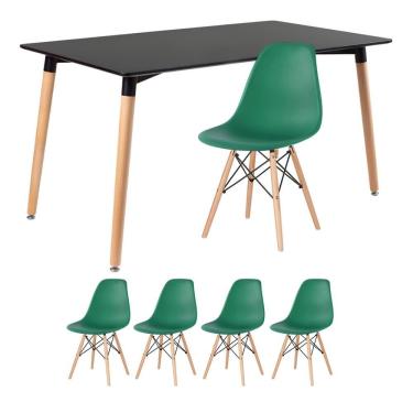 Imagem de KIT - Mesa de jantar retangular Eames 80 x 140 cm preto + 4 cadeiras Eiffel DSW