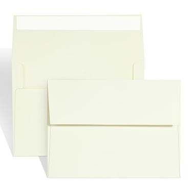 Imagem de Envelopes A7 marfim convite 5x7 – autovedação, aba quadrada, perfeito para cartões 5x7, casamentos, aniversário, convites, formatura, chá de bebê, 13 x 19 cm, pacote com 100, marfim