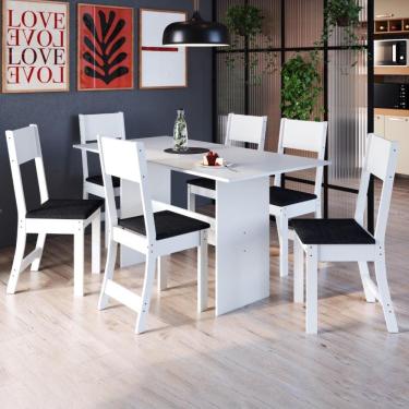 Imagem de Conjunto Sala De Jantar Fidelitá Siena Com 6 Cadeiras Branco Assento Preto