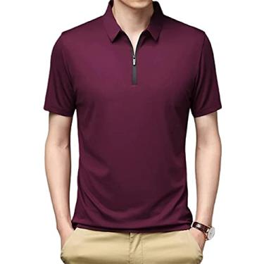 Imagem de sakalaexp Camiseta polo masculina de seda gelo verão refrescante manga curta esportes golfe tênis camiseta secagem rápida absorção de suor