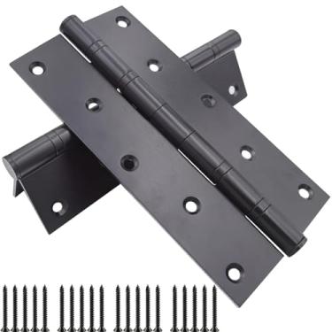 Imagem de Hyever 2 peças de dobradiças de porta de rolamento de esferas de aço inoxidável de 20 cm com canto quadrado para porta de madeira resistente, espessura de 1/8 polegada preto fosco (preto)