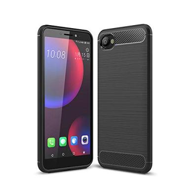 Imagem de INSOLKIDON Compatível com HTC Desire 12 capa traseira macia TPU capa protetora para telefone ultra fina, luxuosa, antiderrapante, resistente a arranhões, listra (preta)