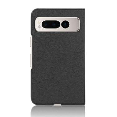Imagem de Capa compatível com Google Pixel Fold, capa flip de couro com compartimento para cartão, design carteira, capa flip estável preta