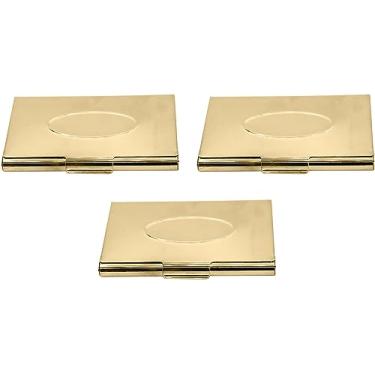 Imagem de Stephanie Imports Conjunto de 3 capas unissex finas e minimalistas de metal (oval dourado)