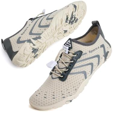 Imagem de WateLves Water Shoes – Meias aquáticas de secagem rápida para piscina, surfe, ioga, hidroginástica, Bege clássico, 14 Women/12.5 Men