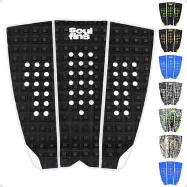 Imagem de Deck para Prancha de Surf Modelo Camo Steps II - Tração Máxima com Design Perfurado - Grip 3 Peças Leve e Cola Especial - Soul Fins (Preto)