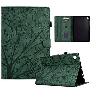 Imagem de Capa vintage para tablet compatível com Samsung Galaxy Tab A9 Plus capa de 11 polegadas, couro PU premium, visualização em vários ângulos com 2 compartimentos para cartão de crédito(Green)