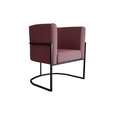 Imagem de Poltrona Decorativa Cadeira Veludo Rosê Matrix Cairo Sala Recepção Base