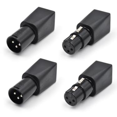 Imagem de Zhupoub (Pacote com 4) Macho/Fmale 3 pinos XLR plugue adaptador DMX para conector RJ45 para Ethernet, preto
