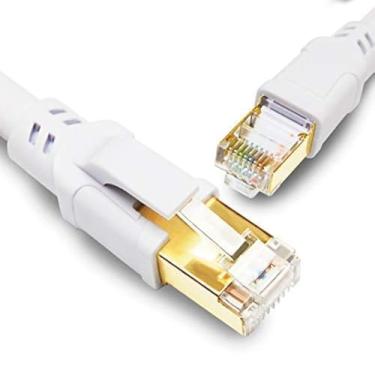 Imagem de Yauhody Cabo Ethernet CAT 8 1,5 m, alta velocidade 40Gbps 2000MHz SFTP Internet Network LAN com conector RJ45 banhado a ouro para roteador, modem, PC, switches, hub, laptop, jogos (20 m/65 pés) branco