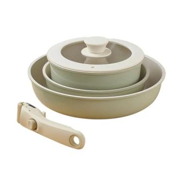 Imagem de Conjunto de utensílios de cozinha com alça removível, conjunto de panelas antiaderentes de cerâmica para uso doméstico, conjunto de panelas antiaderentes, um terno, um