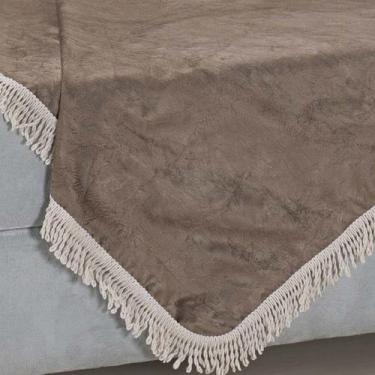 Imagem de Manta Xale Para Sofá Sala Decorativo 1,50m Suede C/ Franja - Angel Dis