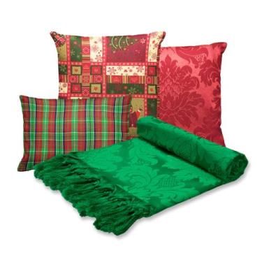 Imagem de Kit Manta Para Sofá Natal com 2 capas 45x45 e 1 capa 30x50 - MUMUDECOR