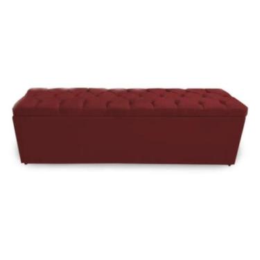 Imagem de Calçadeira Bau Recamier Estofada Capitonada Queen 160cm Suede Cor Bord