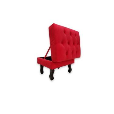Imagem de Puff Baú Luís XV SRJ Suede Cor Vermelho - SRJ Móveis