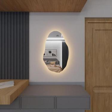 Imagem de Espelho Orgânico Decorativo Lapidado com LED 90x60 cm E05 para Sala, Q