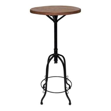 Imagem de Mesa Bistrô Alta Ferro e Madeira Regulável 50cm - Minas Artesanato