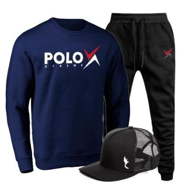 Imagem de Kit Conjunto Moletom + Boné Masculino Conforto Dia a Dia - Polo Blu, X