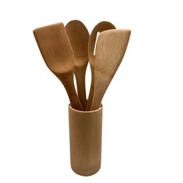 Imagem de Kit de Utensílios de Bambu 4pcs - Mozcada, U, NATURAL