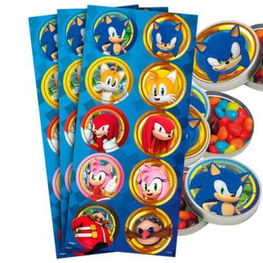 Imagem de 30 Adesivos Sonic redondo decoração festa aniversário - Regina / Piffe