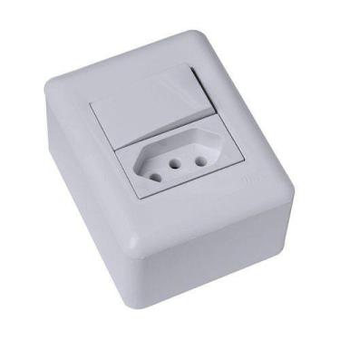 Imagem de Cj interruptor simples + tomada 20a sobrepor - blux overlap branco - b