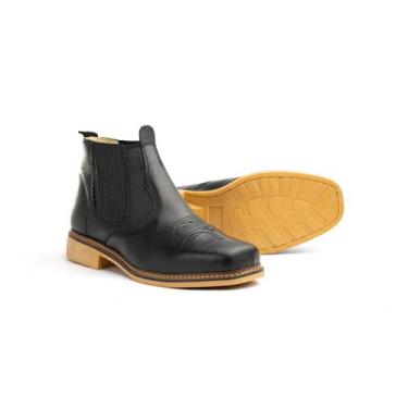 Imagem de Botina Bota Masculina Bico Quadrado Bordada Country Rodeio Rustica Con