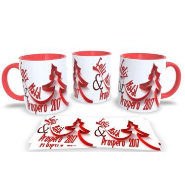 Imagem de Canecas Vermelha de Porcelana Personalizadas  Arvore de Natal - Estamp
