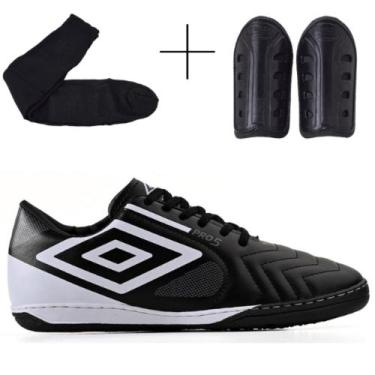 Imagem de Kit Chuteira Futsal Masculina + Meião + Caneleira Oferta Especial A Pr