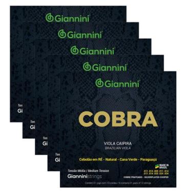 Imagem de Pacote Com 05 Jogos De Cordas Giannini Cobra Média Viola