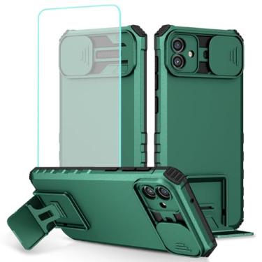 Imagem de Tothedu Capa para Galaxy A06, capa para Samsung A06 SM-A065F com protetor de tela de vidro temperado e capa de câmera deslizante, capa protetora de telefone com suporte resistente para Samsung Galaxy