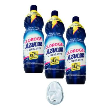 Imagem de Cloro Ativo Em Gel Azulim De 1 Litro Kit 3