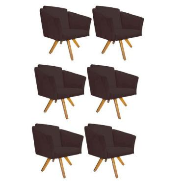 Imagem de Kit 06 Poltrona Cadeira Decorativa  Win Base Giratória Sala de Estar R