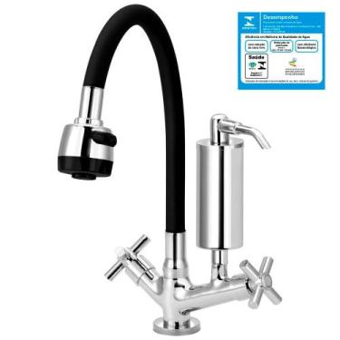 Imagem de Torneira Gourmet Preta Filtro Slim Cozinha Mesa C62 - TFC