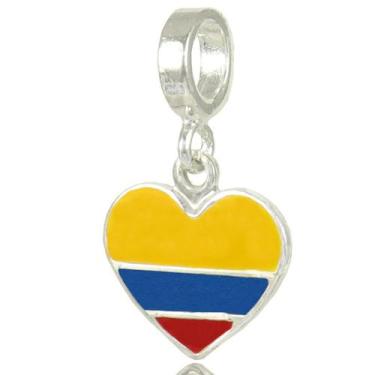 Imagem de Berloque Charms Bandeira Coração Paises Nações Prata 925 - Lojas La&Ny