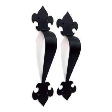 Imagem de Par de Puxador Colonial Rústico para Portas - Preto, Antigo, Blim Blim