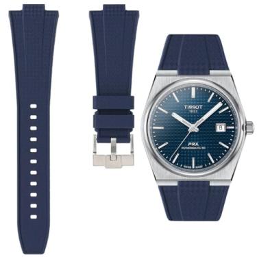 Imagem de Pulseiras de relógio de substituição Tissot PRX Powermatic 80 de borracha de silicone - pulseiras de relógio compatíveis com Tissot PRS Automatic, quartzo, cronógrafo de 40 mm - tamanho 12 mm - para