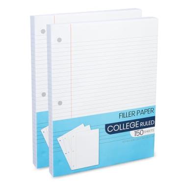 Imagem de Papel para caderno, pautado para faculdade, folhas soltas, pautado para faculdade, papel pautado a granel, papel de enchimento para 3 fichários - 26,7 cm x 20,3 cm, para estudantes, faculdade, escola