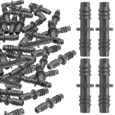 Imagem de 30 peças de acessórios de irrigação por gotejamento de 3/8, conector de acoplamento farpado de mangueira de imersão para tubos de 3/20.3 cm, conector reto de farpa dupla para irrigação por gotejamento