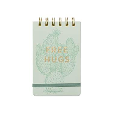 Imagem de DesignWorks Ink Bloco de notas vintage Sass de 9 cm x 14,6 cm, bolso em espiral pequeno cacto, abraços grátis - acessórios de mesa estéticos e materiais de escritório engraçados para escola e escritório