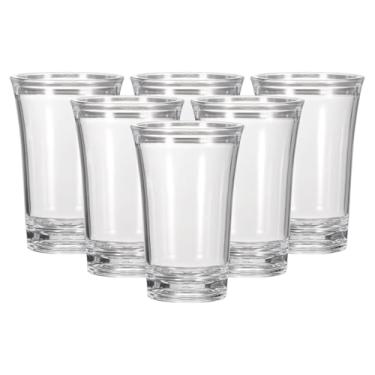 Imagem de HARFINGTON 6 peças de copos de dose de poliestireno de 34 g, ombré, multicoloridos, para coquetéis, copos redondos, bebidas alcoólicas, transparentes