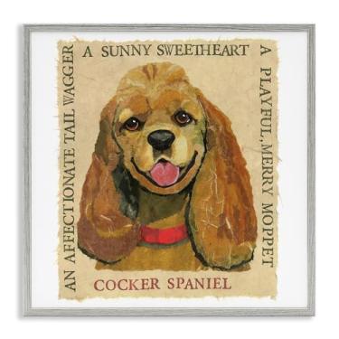 Imagem de Stupell Industries Design de arte de parede giclée emoldurado com frases divertidas de Cocker Spaniel por Sangita Bachelet, moldura cinza, 30,5 x 30,5 cm