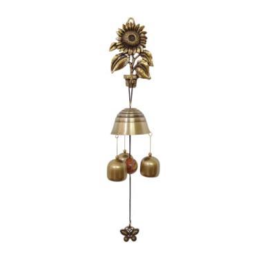 Imagem de Campainha decorativa estilo vintage Shopkeepers porta de entrada, campainha de animais (flor de sol (ouro fosco))