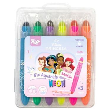 Imagem de Giz de cera retrátil aquarelável neon Princesas Disney DAC 6 cores
